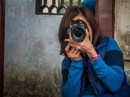 Taking a photo as your photo is being taken, a classic shot in a beautiful location in China.
